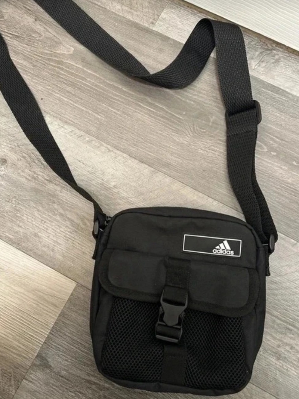 adidas Black Crossbody Belt Bag with Front Buckle